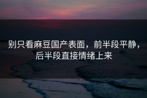 别只看麻豆国产表面，前半段平静，后半段直接情绪上来