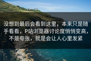 没想到最后会看到这里，本来只是随手看看，P站浏览器讨论度悄悄变高，不是夸张，就是会让人心里发紧