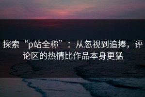 探索“p站全称”：从忽视到追捧，评论区的热情比作品本身更猛