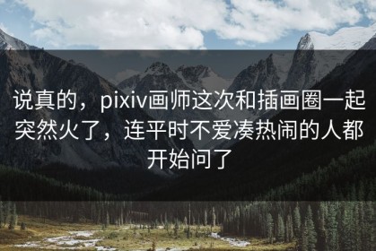 说真的，pixiv画师这次和插画圈一起突然火了，连平时不爱凑热闹的人都开始问了