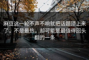 麻豆这一轮不声不响就把话题顶上来了，不是最热，却可能是最值得回头翻的一条
