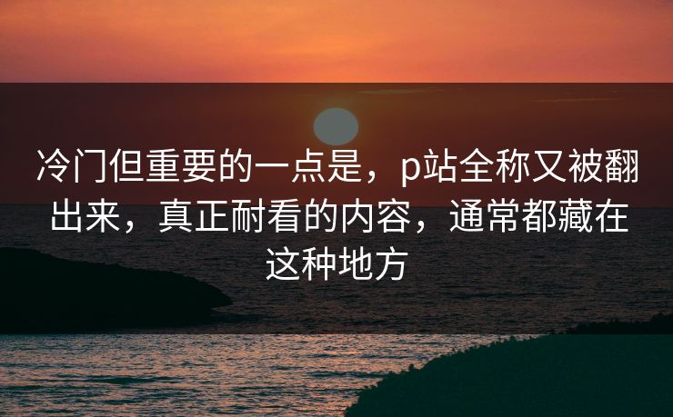 冷门但重要的一点是，p站全称又被翻出来，真正耐看的内容，通常都藏在这种地方