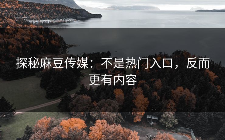 探秘麻豆传媒：不是热门入口，反而更有内容