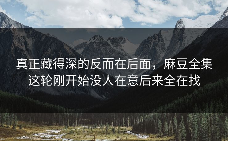 真正藏得深的反而在后面，麻豆全集这轮刚开始没人在意后来全在找