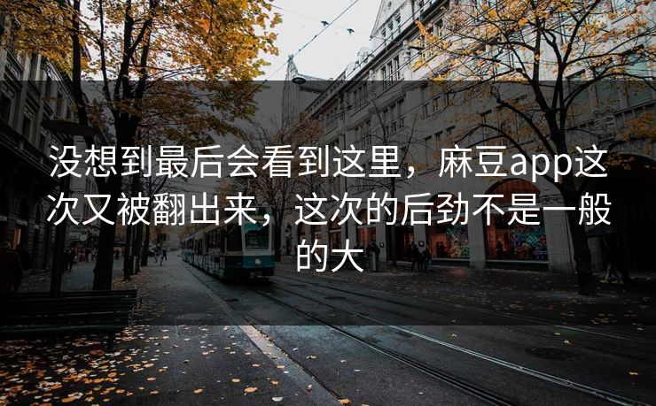 没想到最后会看到这里，麻豆app这次又被翻出来，这次的后劲不是一般的大