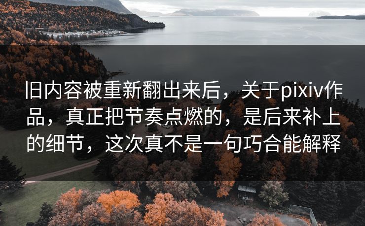 旧内容被重新翻出来后，关于pixiv作品，真正把节奏点燃的，是后来补上的细节，这次真不是一句巧合能解释